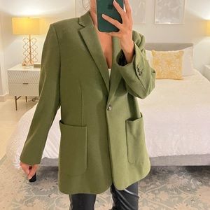 Mango Wool Green Blazer